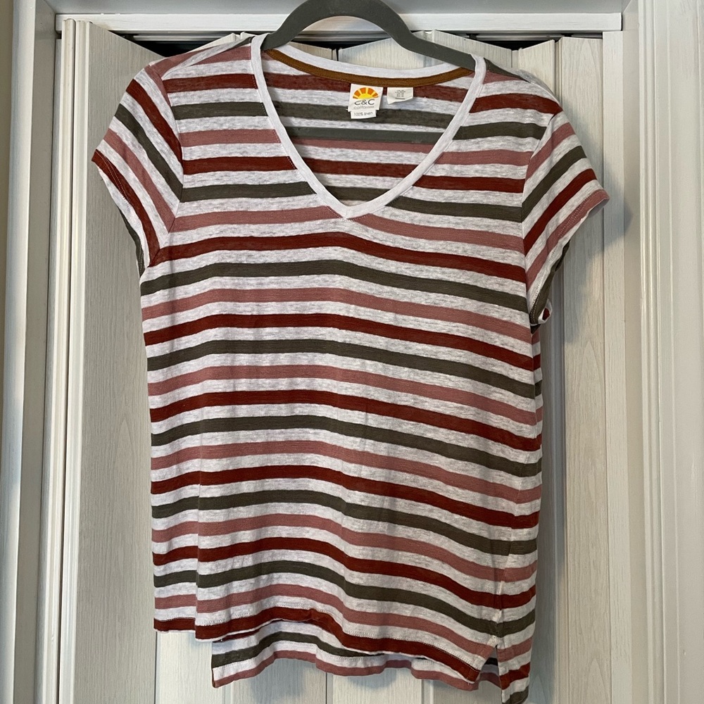 C & C California Striped Linen Top